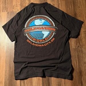 Harley Davidson T-Shirt Medium World Oklahoma City Black‎ Graphic Tee